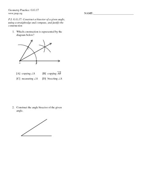 4 2/3 = 2/3 Hence AD is the <b>bisector</b> of <A. . Angle bisector problems worksheet